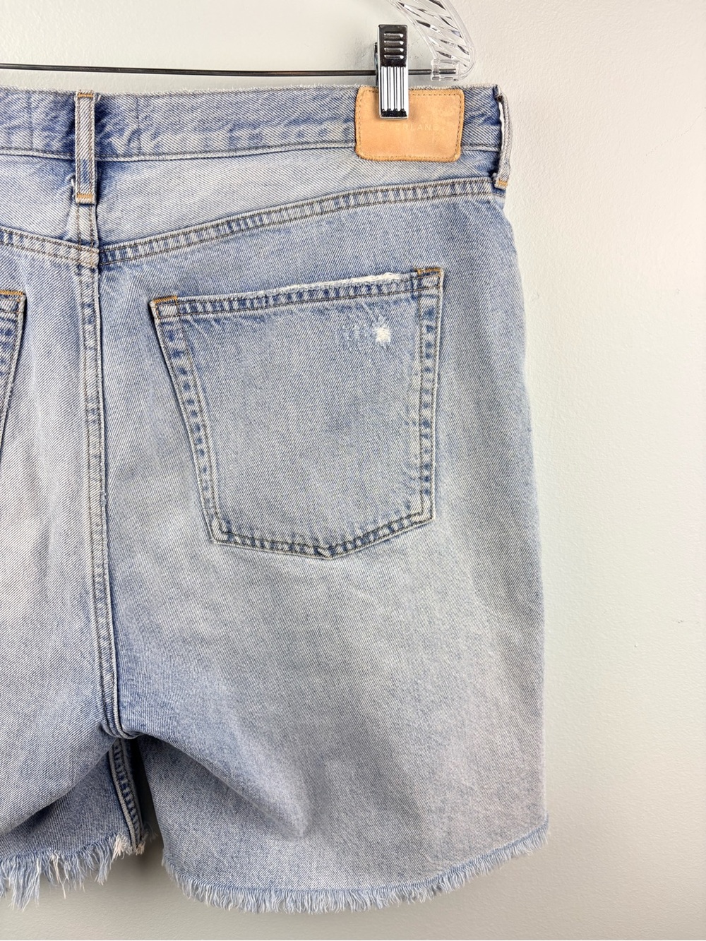 Everlane The Cheeky Long Short Denim Jean Shorts Frayed Hem Distressed Sz 33 - Picture 10 of 12